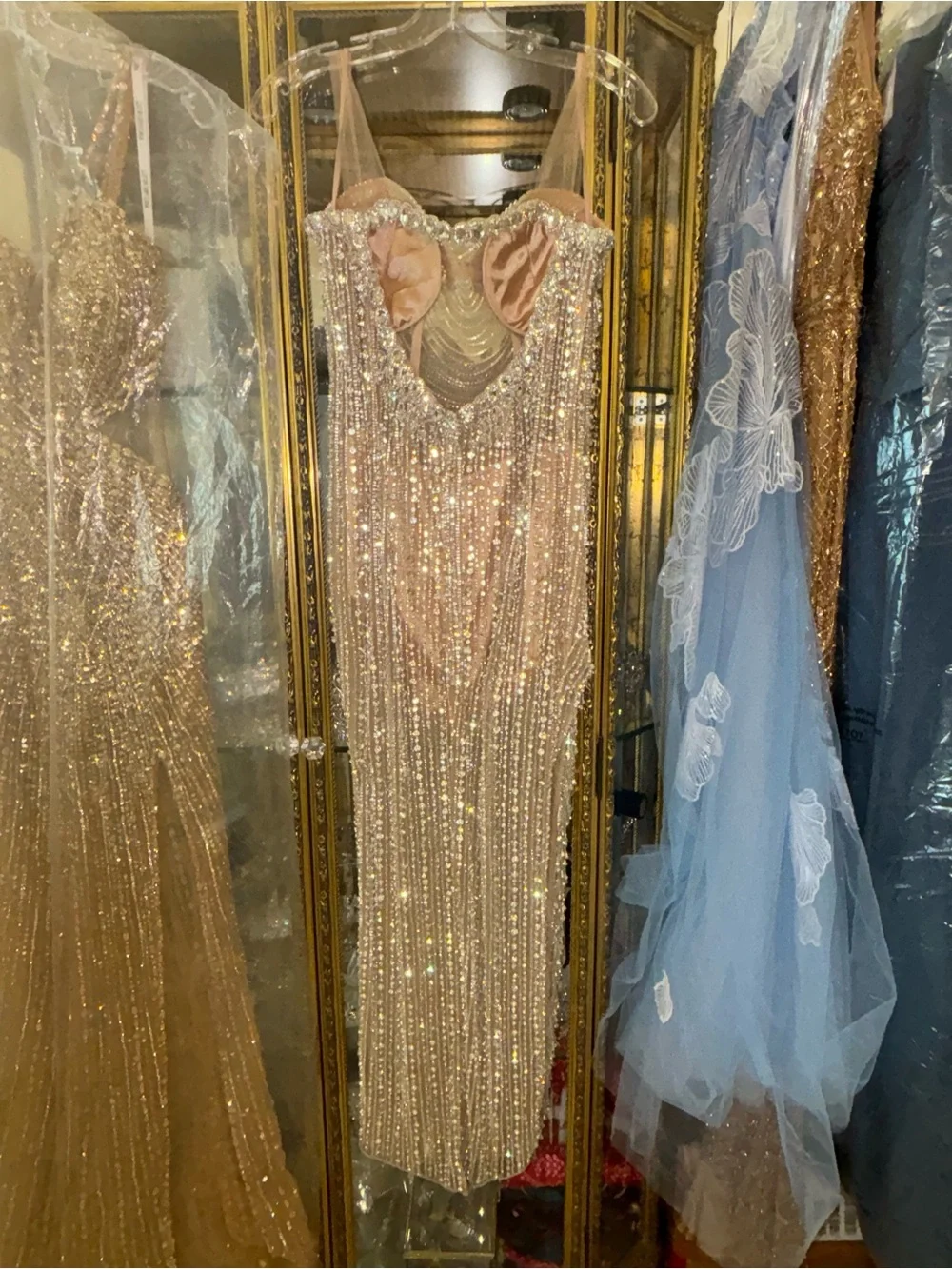 Custom Embellished Beaded Evening Gown / Prom Dress | Size 4